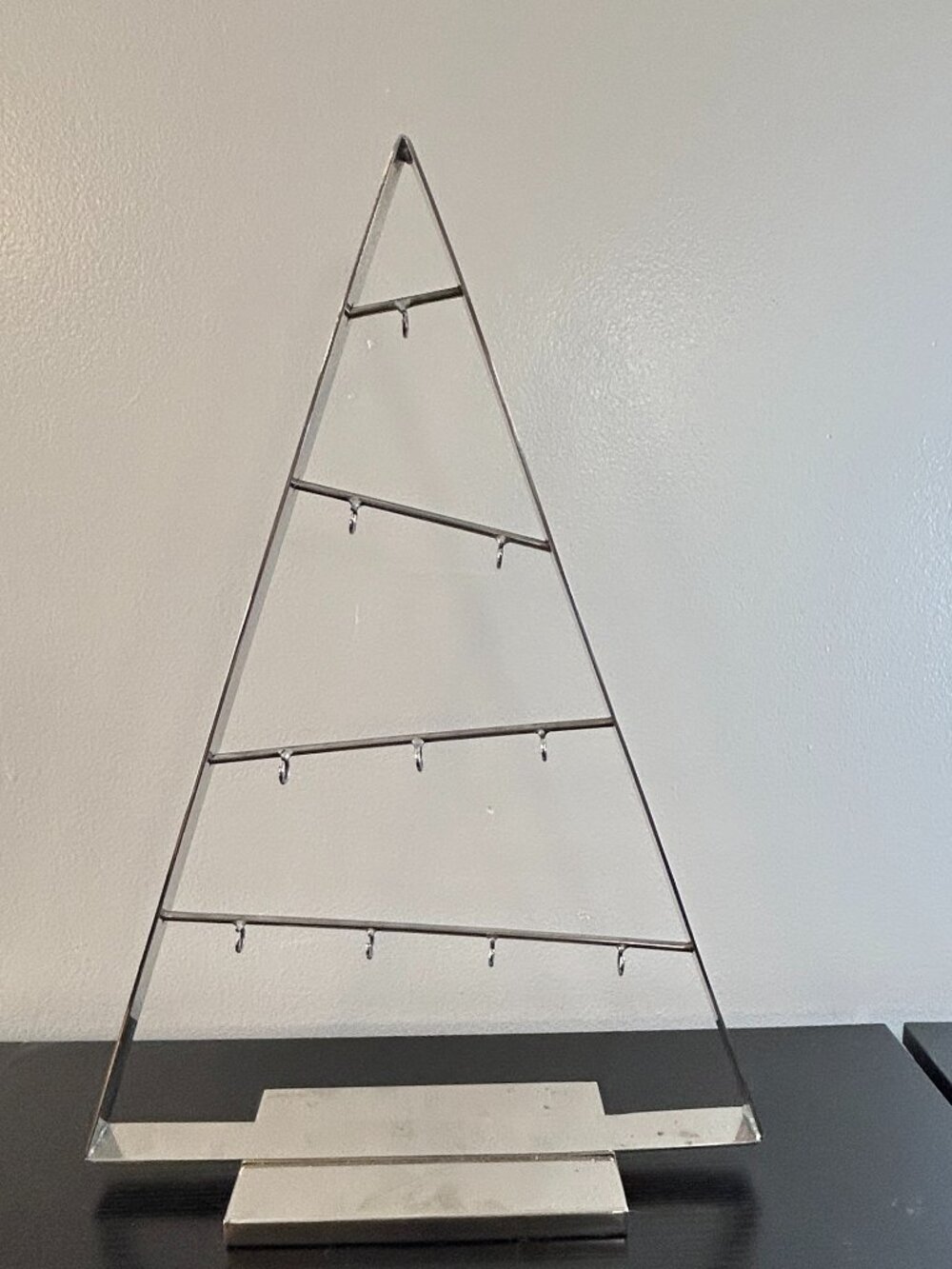 Crate & Barrel Silver Metal Christmas Ornament Display Tree 16 Inches